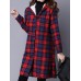 Vintage Plaid Hooded Long Sleeve Loose Thick Coats