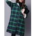 Vintage Plaid Hooded Long Sleeve Loose Thick Coats