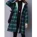 Vintage Plaid Hooded Long Sleeve Loose Thick Coats