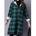 Vintage Plaid Hooded Long Sleeve Loose Thick Coats