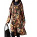 Vintage Floral Printing Long Sleeve Loose Plus Velvet Thick Coat