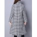 Vintage Turn-Down Plaid Thick Velvet Cotton Padded Women Long Coat