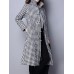 Vintage Turn-Down Plaid Thick Velvet Cotton Padded Women Long Coat