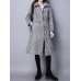 Vintage Turn-Down Plaid Thick Velvet Cotton Padded Women Long Coat