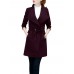 Casual Turn-Down Collar Solid Bandage Waist Woolen Women Coat