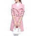 Casual Turn-Down Collar Solid Bandage Waist Woolen Women Coat