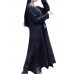 Women Irregular Hem Long Sleeve Vintage Cotton Linen Maxi Dress