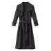 Casual Lapel Long Sleeve Women Long Coat With Belt