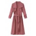 Casual Lapel Long Sleeve Women Long Coat With Belt