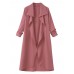 Casual Lapel Long Sleeve Women Long Coat With Belt