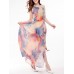 Sexy Women Floral Printed Beach Sleeveless Chiffon Maxi Dresses