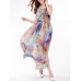 Sexy Women Floral Printed Beach Sleeveless Chiffon Maxi Dresses