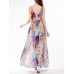 Sexy Women Floral Printed Beach Sleeveless Chiffon Maxi Dresses