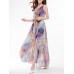 Sexy Women Floral Printed Beach Sleeveless Chiffon Maxi Dresses