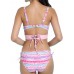 Printed Dark V Bikini Cross Belt  Push Up Elastic Swimsuit