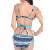 Printed Dark V Bikini Cross Belt  Push Up Elastic Swimsuit