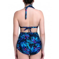 Women Sexy Plus Size Printing Bikini Bow-knot Backless Bathing Suit Tankinis