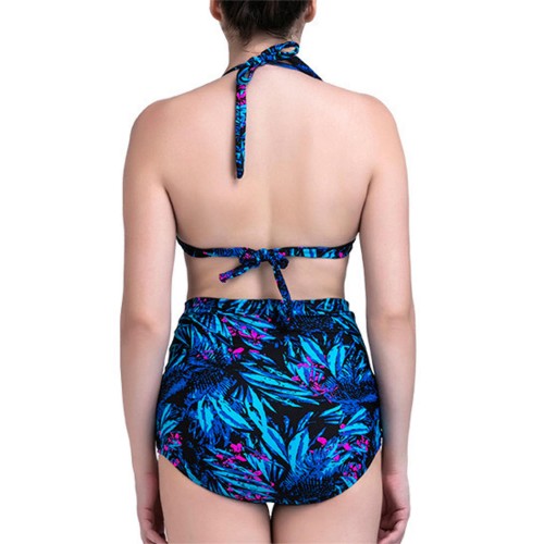 Women Sexy Plus Size Printing Bikini Bow-knot Backless Bathing Suit Tankinis