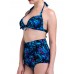 Women Sexy Plus Size Printing Bikini Bow-knot Backless Bathing Suit Tankinis