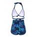 Women Sexy Plus Size Printing Bikini Bow-knot Backless Bathing Suit Tankinis