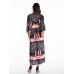 Women Half Sleeve V-Neck Printed High Waist Maxi Dress