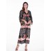 Women Half Sleeve V-Neck Printed High Waist Maxi Dress