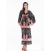 Women Half Sleeve V-Neck Printed High Waist Maxi Dress