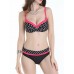 Push Up Polka Dot Printed Bikini Set Underwire Adjusted Two Piece Bathing Suit