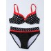 Push Up Polka Dot Printed Bikini Set Underwire Adjusted Two Piece Bathing Suit