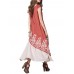 Floral Embroidered O-Neck Short Sleeve Layered Dress For Women