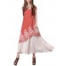 Floral Embroidered O-Neck Short Sleeve Layered Dress For Women