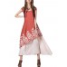 Floral Embroidered O-Neck Short Sleeve Layered Dress For Women