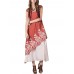 Floral Embroidered O-Neck Short Sleeve Layered Dress For Women