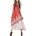 Floral Embroidered O-Neck Short Sleeve Layered Dress For Women