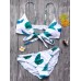 String Leaf Printed Sling Stretchy Bikini Set