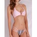 Lace Up Halter Printing Wireelss Hollow Out Bandage Bikini Set