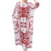 Vintage Women 3/4 Sleeve Ink Printed O-neck Pockets Robe Dresses