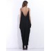 Black Sexy Sleeveless V-neck Backless Women Maxi Dresses