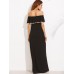 Black Women Off Shoulder Flouncing Split Maxi Dresses