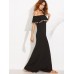 Black Women Off Shoulder Flouncing Split Maxi Dresses