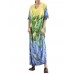 Women Elegant Printed V-neck Half Sleeve Ankle-Length Casual Summer Dress