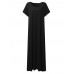 Casual Women Pure Color Scoop Neck Short Sleeve Split Maxi Dresses