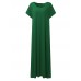 Casual Women Pure Color Scoop Neck Short Sleeve Split Maxi Dresses