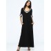 Women Crochet Lace Patchwork Short Sleeve Black Maxi Dresses