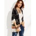 Black Floral Print Tassel Patchwork Loose Beach Summer Cardigans