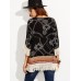 Black Floral Print Tassel Patchwork Loose Beach Summer Cardigans