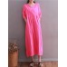 Women Half Sleeve Loose Pure Color Maxi Dresses