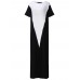 Casual Women Short Sleeve Splice Color Loose Long Maxi Dresses