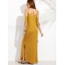 Casual Women Cold Shoulder Half Sleeve Split Maxi Dresses