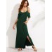 Casual Women Cold Shoulder Half Sleeve Split Maxi Dresses